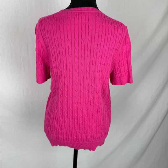 Tommy Hilfiger Pink Cable-Knit Short Sleeve Sweater Top - Picture 7 of 11